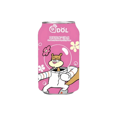 QDOL Strawberry SPONGEBOB EDITION 24x330ml – Erdbeer-Limonade mit Sandy auf der Dose