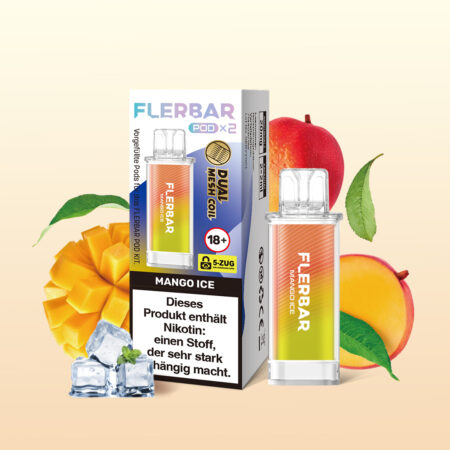 Flerbar Pods Mango Ice 10x2er – tropischer Mangogeschmack mit erfrischender Eisnote.