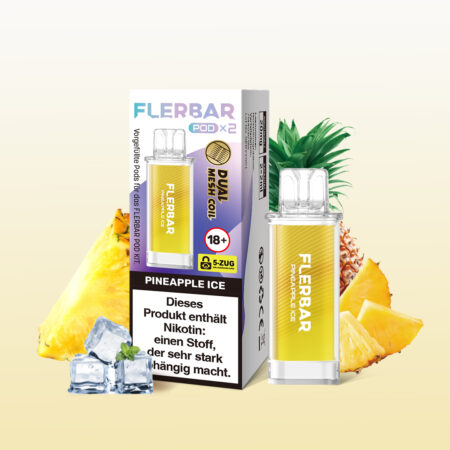 Flerbar Pods Pineapple Ice – 10x2er, tropischer Ananasgeschmack mit erfrischender Eisnote.