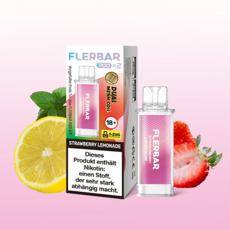 Flerbar Pods Strawberry Lemonade – 10x2er, spritziger Erdbeer-Zitronen-Geschmack für erfrischendes Vaping.