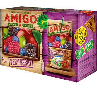 Amigo Very Berry 8x200ml – Erfrischender Beerenmix aus Erdbeeren, Heidelbeeren und Himbeeren