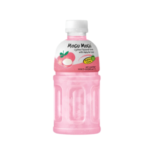 Mogu Mogu Drink Lychee 6x320ml – exotisches Litschi-Getränk mit Nata-de-Coco-Stückchen in der 320-ml-Flasche.
