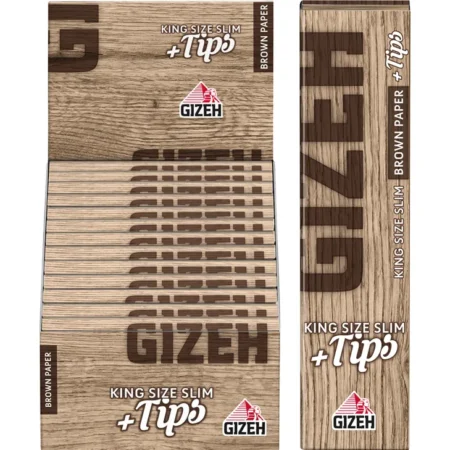 Gizeh Braun King Size Slim Tips – 26x34 Blatt 34 Filter – Ungebleichtes Blättchen-Set