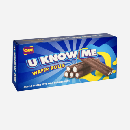 QUE Cocoa Wafer Rolls Cream Filling 100g – Knusprige Kakaorollen mit Cremefüllung