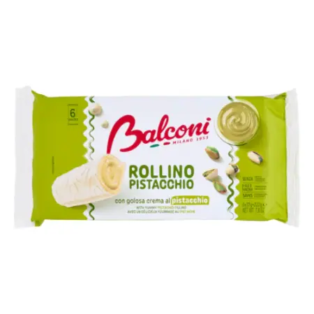 Balconi Rollino Pistacchio 222g – Luftiger Biskuit mit cremiger Pistazienfüllung