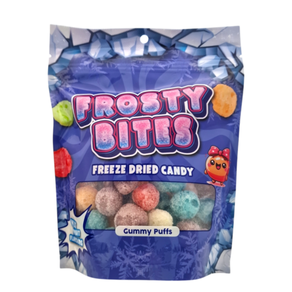 Frosty Bites Gummy Puffs 24x50g – Extra weiche Gummibonbons mit fruchtigem Geschmack