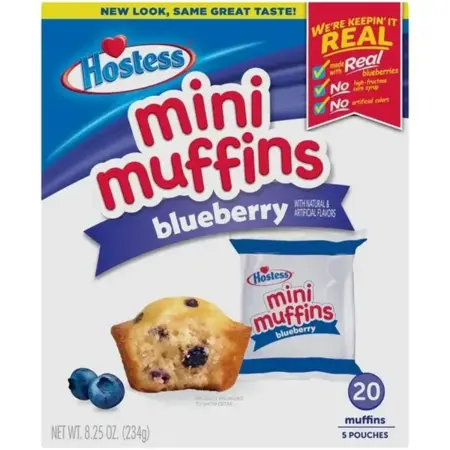 Hostess Mini Muffins Blueberry Chip 234g – Saftige Mini-Muffins mit Blaubeerstückchen