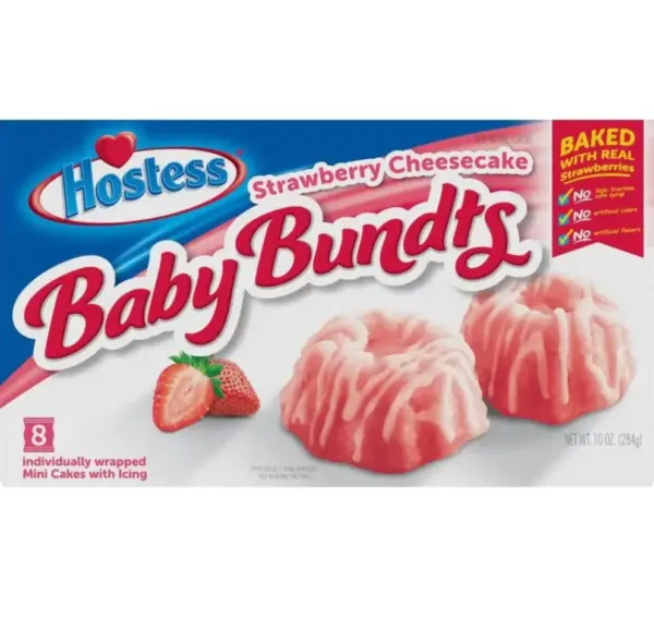 Hostess Baby Bundts Strawberry Cheesecake 8er – Mini-Gugelhupf-Kuchen mit Erdbeer-Käsekuchen-Geschmack