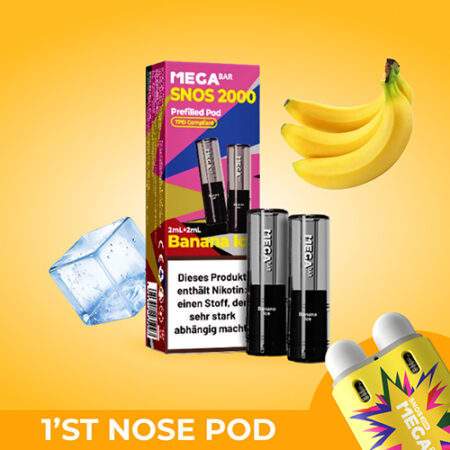 megabar snos2000 banana ice 10x2x2ml pods banane eis vape