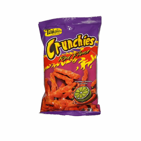Takims Crunchies Red Flame 24x90g – Scharfer Mais-Snack mit Chili und Limette