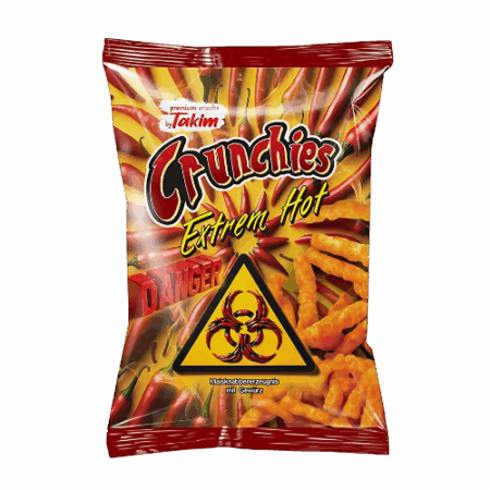 Takims Crunchies Extrem Hot 24x70g – Extra scharfer Mais-Snack mit Chili