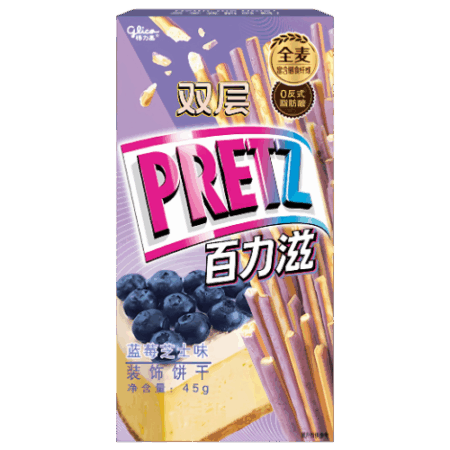 Double Pretz Cookie Sticks Blaubeer Käsekuchen 36x45g – Süße Kekssticks mit Frucht und Cremearoma