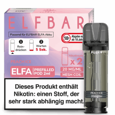 Elfbar Pods Peach Ice 10x 2x2ml – Fruchtiger Pfirsich mit Ice-Kick für dein Elfbar-Gerät