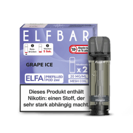 Elfbar Pods Grape Ice 10x 2x2ml – Fruchtige Traube mit Ice-Kick für dein Elfbar-Gerät