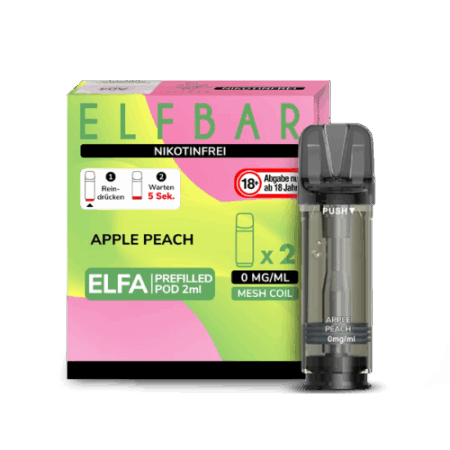 Elfbar Pods Apple Peach Nikotinfrei 10x 2x2ml – Apfel-Pfirsich-Geschmack ohne Nikotin für dein Elfbar-Gerät