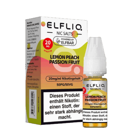 ELFBAR ELFLIQ Lemon Peach Passion Fruit 10x10ml – Exotischer Fruchtmix mit Nikotinsalz für dein Pod-System