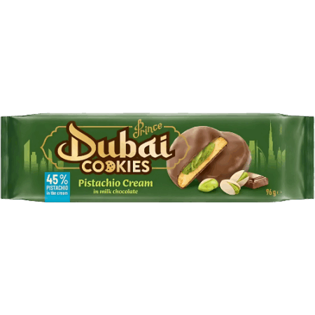 Bergen Dubai Cookies Pistachio Cream 96g – Schokoladenkeks mit 45 % Pistaziencreme
