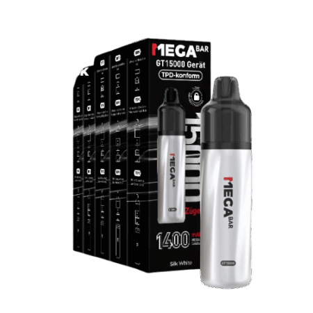 MegaBar GT15000 Silk White Akku Kit 5Stk – Weißes Basisgerät für wiederaufladbare Vape-Nutzung