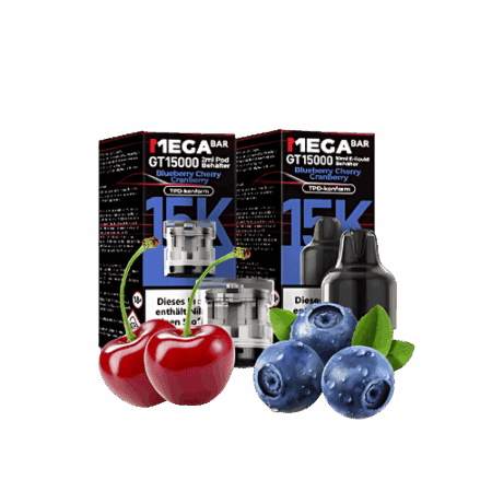 MegaBar Blueberry Cherry Cranberry GT15000 5x12ml – Fruchtiger Beerenmix-Vape für bis zu 15.000 Züge