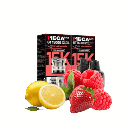 MegaBar Pink Lemonade GT15000 5x12ml – Fruchtiger Zitronen-Vape mit Beerennote für bis zu 15.000 Züge