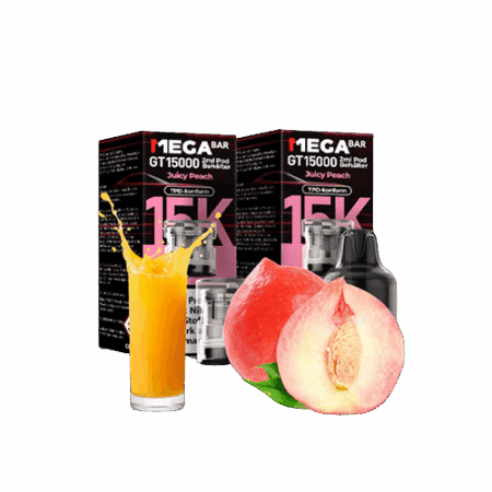 MegaBar Juicy Peach GT15000 5x12ml – Pfirsich-Vape mit bis zu 15.000 Zügen