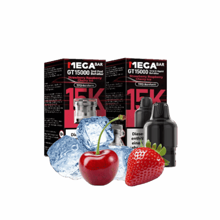 MegaBar Strawberry Raspberry Cherry Ice GT15000 5x12ml – Fruchtig-frischer Beerenmix-Vape mit Ice-Note
