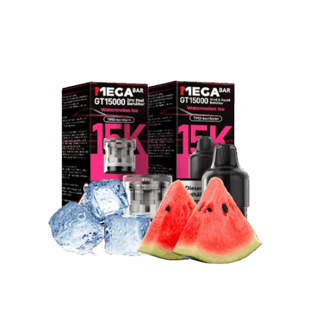 MegaBar Watermelon Ice GT15000 5x12ml – Wassermelonen-Vape mit Ice-Effekt für bis zu 15.000 Züge
