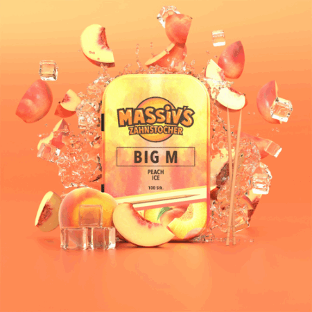 Al Massiva Zahnstocher Big M Peach Ice 10x100Stk – Aromatisierte Zahnstocher mit Pfirsich- und Ice-Geschmack
