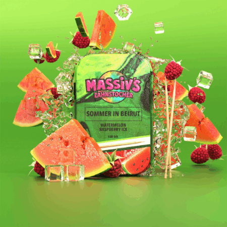 Al Massiva Zahnstocher Sommer in Beirut Watermelon Raspberry Ice 10x100Stk – Aromatisierte Zahnstocher mit Wassermelone, Himbeere & Ice