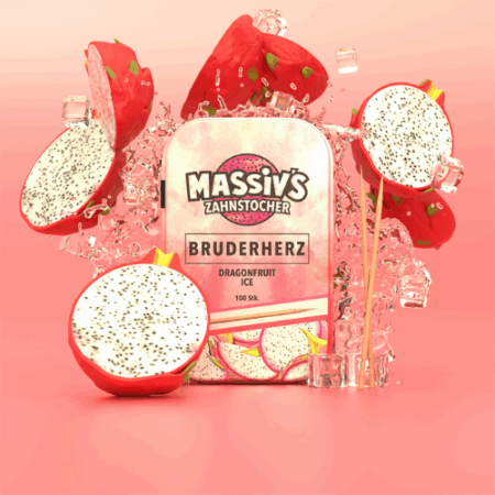 Al Massiva Zahnstocher Bruderherz Dragonfruit Ice 10x100Stk – Aromatisierte Zahnstocher mit Drachenfrucht & Ice