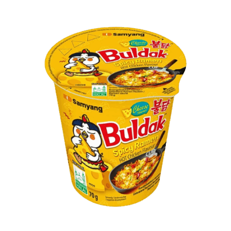 Samyang Buldak Cups Cheese 6x70g – Scharfe Instantnudeln mit Käse im Cup
