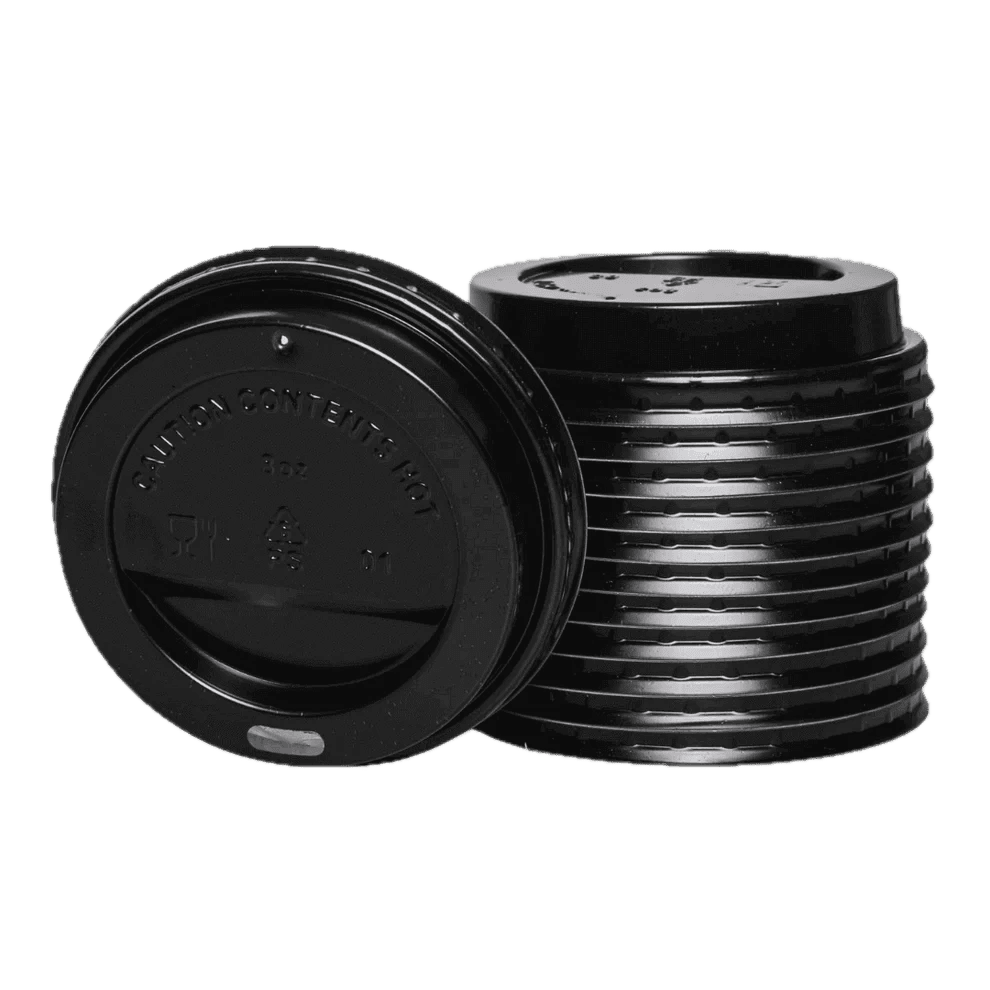 1000 Stück Coffee-To-Go Deckel PS Ø 80 mm schwarz für Kaffeebecher