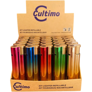 Cultimo Jet Feuerzeuge 25 Stück – Sturmsichere Jet-Flame Feuerzeuge in gemischten Farben