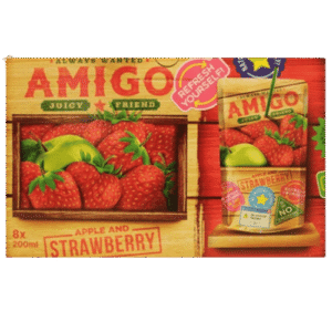 Amigo Apple and Strawberry 16x200ml – fruchtiges Getränk mit Apfel- und Erdbeergeschmack im praktischen 200-ml-Format.
