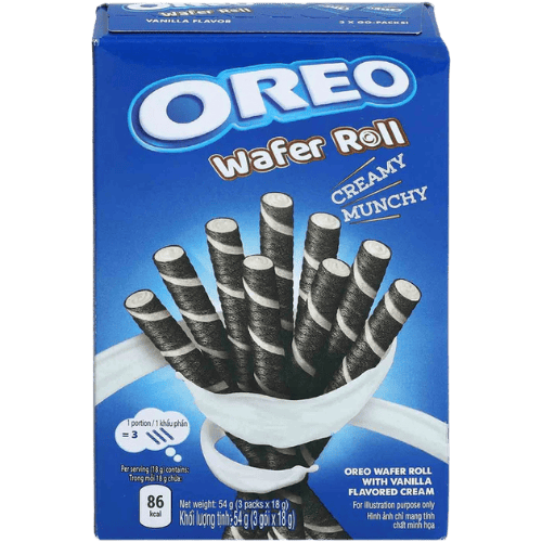 Oreo Wafer Roll Vanille 20x45g – Knusprige Waffelrollen mit Vanillecremefüllung