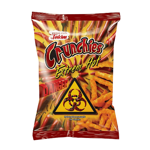 Takims Crunchies Extrem Hot 24x70g – Extra scharfer Mais-Snack mit Chili