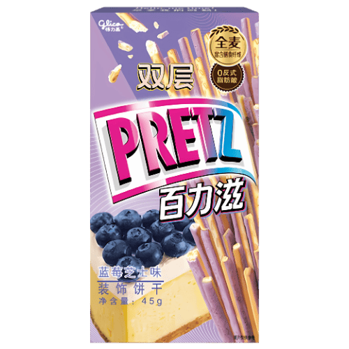 Double Pretz Cookie Sticks Blaubeer Käsekuchen 36x45g – Süße Kekssticks mit Frucht und Cremearoma