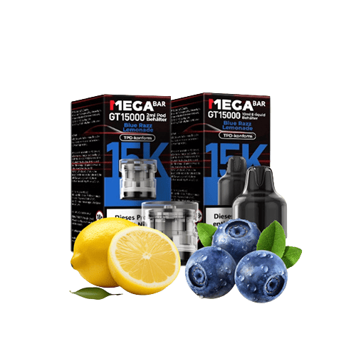 MegaBar Blue Razz Lemonade GT15000 5x12ml – Fruchtiger Vape mit blauer Himbeere & Zitronenlimo