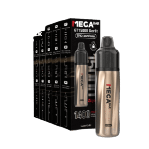 MegaBar GT15000 Luxe Gold Akku Kit 5Stk – Goldenes Vape-Basisgerät für bis zu 15.000 Züge