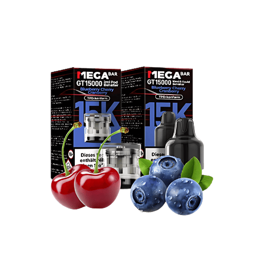 MegaBar Blueberry Cherry Cranberry GT15000 5x12ml – Fruchtiger Beerenmix-Vape für bis zu 15.000 Züge