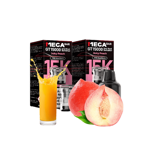MegaBar Juicy Peach GT15000 5x12ml – Pfirsich-Vape mit bis zu 15.000 Zügen