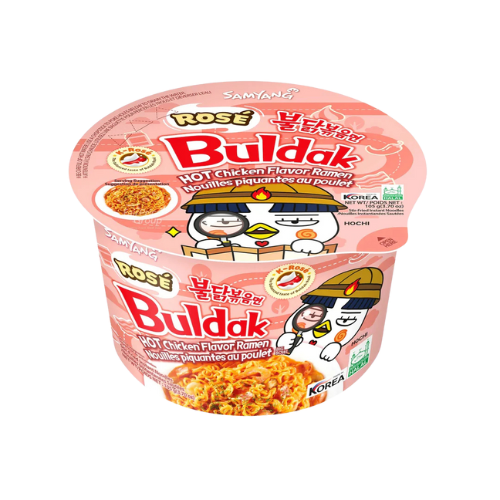 Samyang Buldak Hot Chicken Rose Ramen Bowl 16x105g – Cremig-scharfer Instant-Ramen mit Huhn