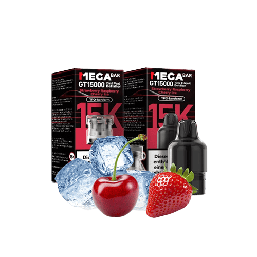 MegaBar Strawberry Raspberry Cherry Ice GT15000 5x12ml – Fruchtig-frischer Beerenmix-Vape mit Ice-Note