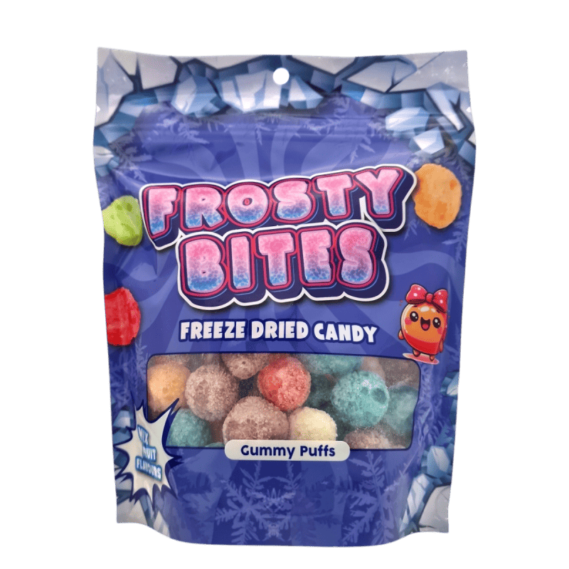 Frosty Bites Gummy Puffs 24x50g – Extra weiche Gummibonbons mit fruchtigem Geschmack