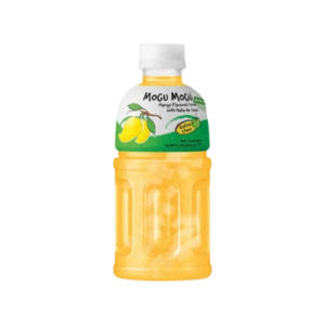 Mogu Mogu Drink Mango 6x320ml – exotisches Mangogetränk mit Nata-de-Coco-Stückchen in der 320-ml-Flasche.