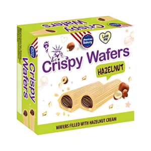 American Bakery Crispy Wafers Hazelnut Cream 180g – Knusprige Waffeln mit Haselnusscreme