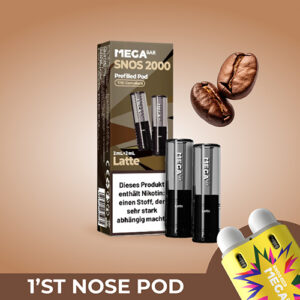 megabar snos2000 latte 10x2x2ml pods kaffee milch vape