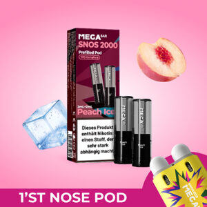 megabar snos2000 peach ice 10x2x2ml pods pfirsich eis vape