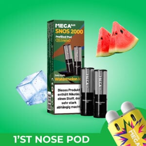 megabar snos2000 watermelon ice 10x2x2ml pods wassermelone eis vape