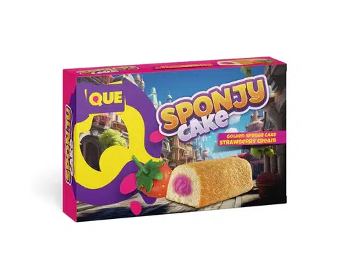 QUE Sponjy Cake Strawberry 200g
